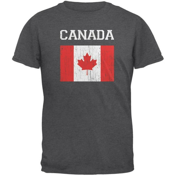World Cup Distressed Flag Canada Dark Heather Adult T-Shirt - 4X-Large
