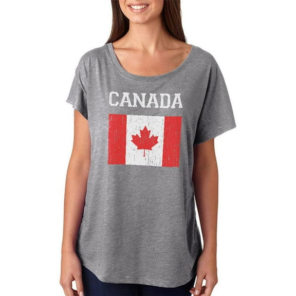 World Cup Distressed Flag Canada Juniors Dolman T Shirt Heather SM