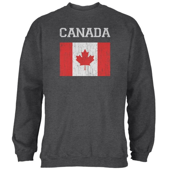 World Cup Distressed Flag Canada Mens Sweatshirt Deep Heather 2XL