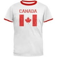 thumbnail image 1 of World Cup Distressed Flag Canada White/Red Men's Ringer T-Shirt - Small, 1 of 1