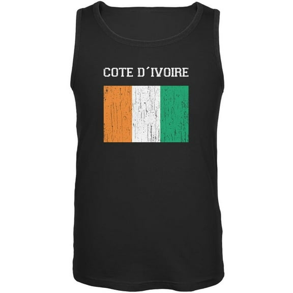 World Cup Distressed Flag Cote D'Ivoire Black Adult Tank Top - Large