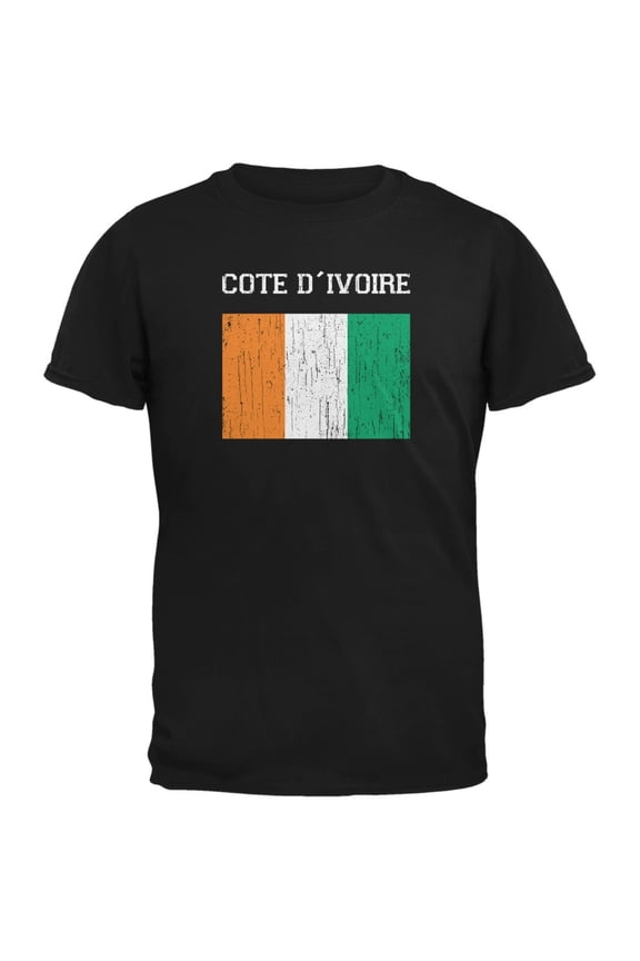 World Cup Distressed Flag Cote D'Ivoire Black Youth T-Shirt - Youth Medium