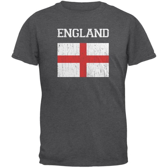World Cup Distressed Flag England Dark Heather Adult T-Shirt - 2X-Large