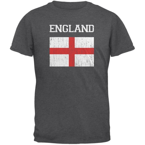 World Cup Distressed Flag England Dark Heather Adult T-Shirt - X-Large