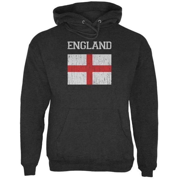 World Cup Distressed Flag England Mens Hoodie Charcoal Heather 2XL
