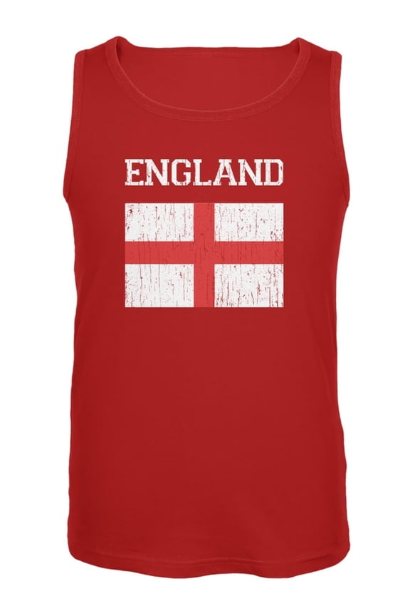 World Cup Distressed Flag England Red Adult Tank Top - Medium