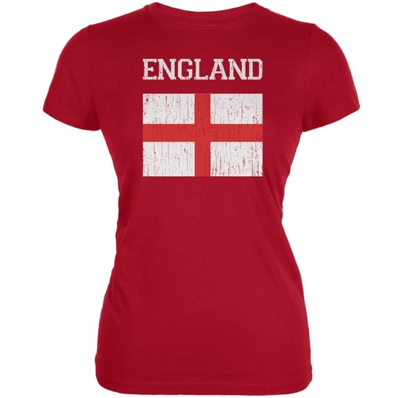 World Cup Distressed Flag England Red Juniors Soft T-Shirt - 2X-Large