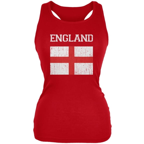 World Cup Distressed Flag England Red Juniors Soft Tank Top - X-Large