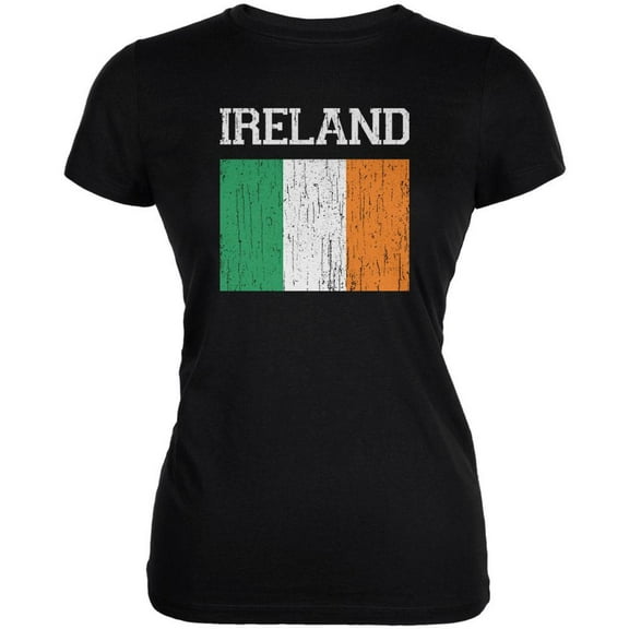World Cup Distressed Flag Ireland Black Juniors Soft T-Shirt