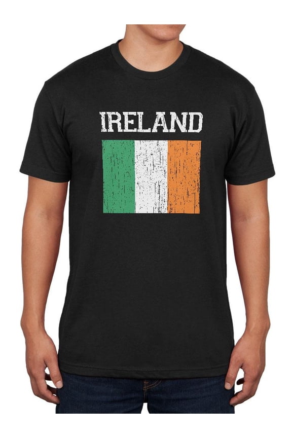 World Cup Distressed Flag Ireland Black Soft Adult T-Shirt