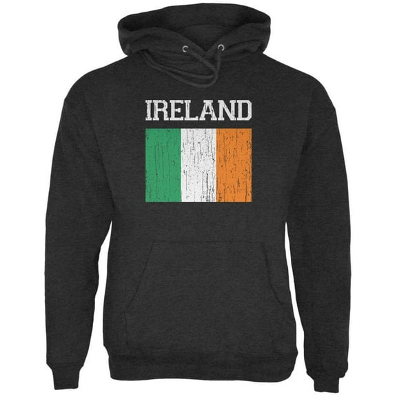 World Cup Distressed Flag Ireland Charcoal Heather Adult Hoodie