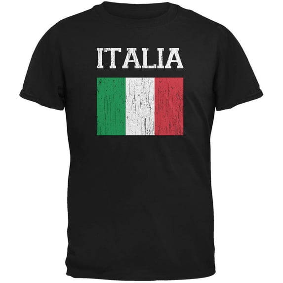 World Cup Distressed Flag Italia Black Adult T-Shirt - 2X-Large
