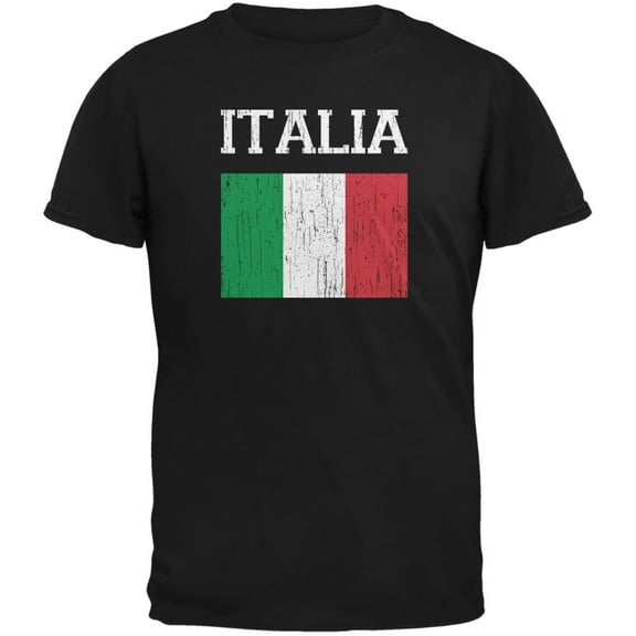World Cup Distressed Flag Italia Black Youth T-Shirt - Youth X-Large