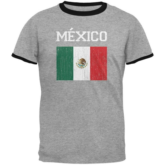 World Cup Distressed Flag Mexico Mens Ringer T Shirt