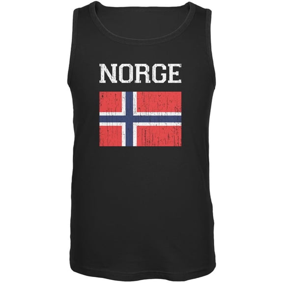 World Cup Distressed Flag Norge Black Adult Tank Top - Medium