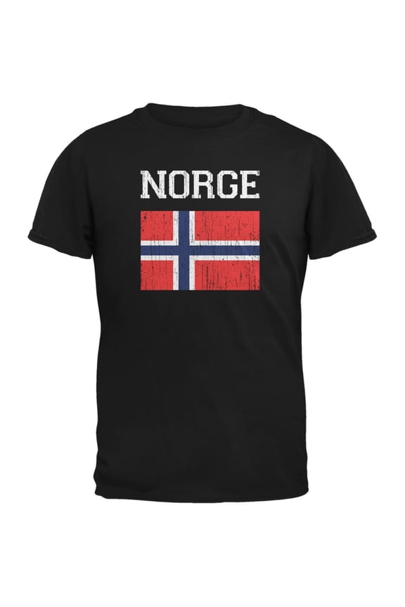World Cup Distressed Flag Norge Black Youth T-Shirt - Youth X-Large