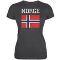 thumbnail image 1 of World Cup Distressed Flag Norge Dark Heather Juniors Soft T-Shirt - Small, 1 of 1