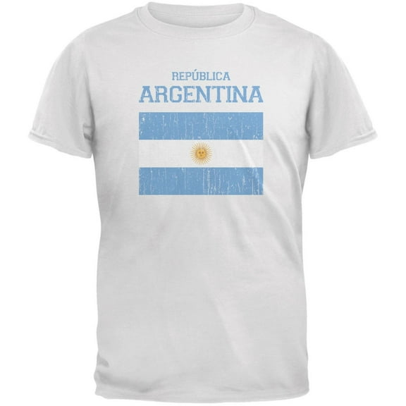 World Cup Distressed Flag Republica Argentina White Adult T-Shirt - Small