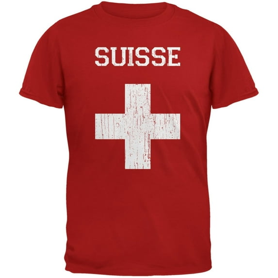 World Cup Distressed Flag Suisse Red Adult T-Shirt - X-Large