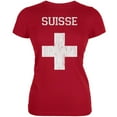 thumbnail image 1 of World Cup Distressed Flag Suisse Red Juniors Soft T-Shirt - Large, 1 of 1
