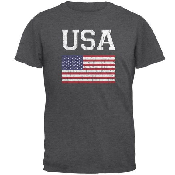 World Cup Distressed Flag USA Dark Heather Adult T-Shirt - Large
