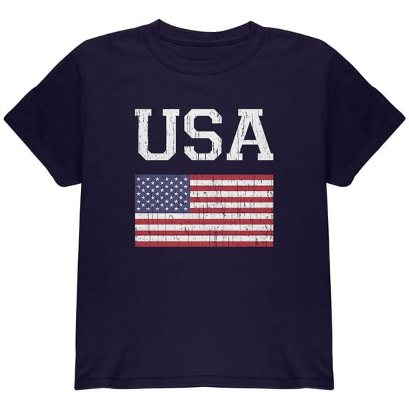 World Cup Distressed Flag USA Navy Youth T-Shirt - Youth Small