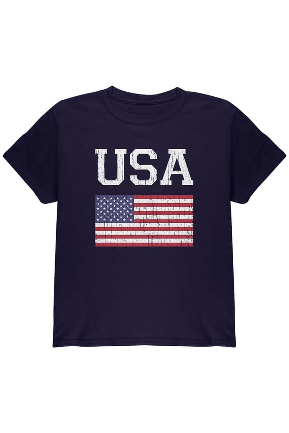 Distressed Flag USA Navy Youth T-Shirt - Youth Small