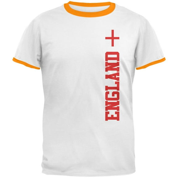World Cup England Mens Ringer T Shirt White-Gold SM