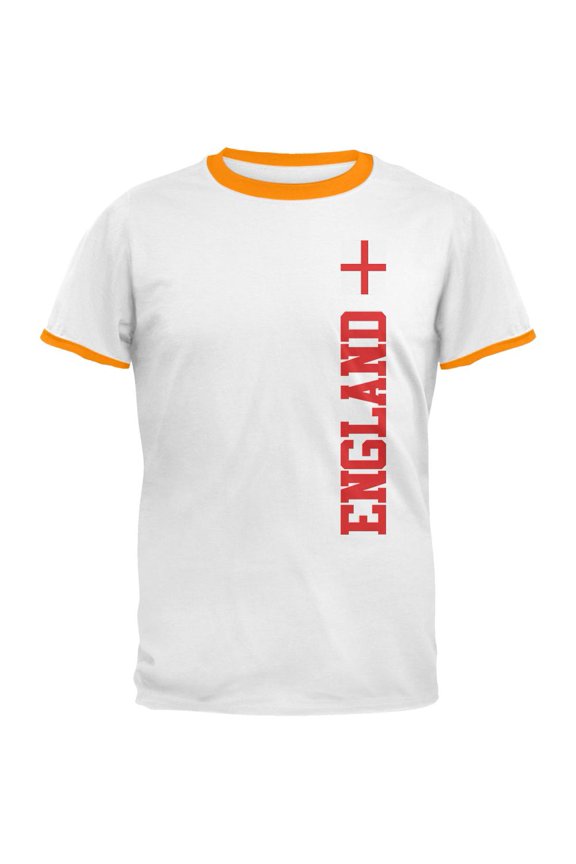 World Cup England Mens Ringer T Shirt White-Gold SM