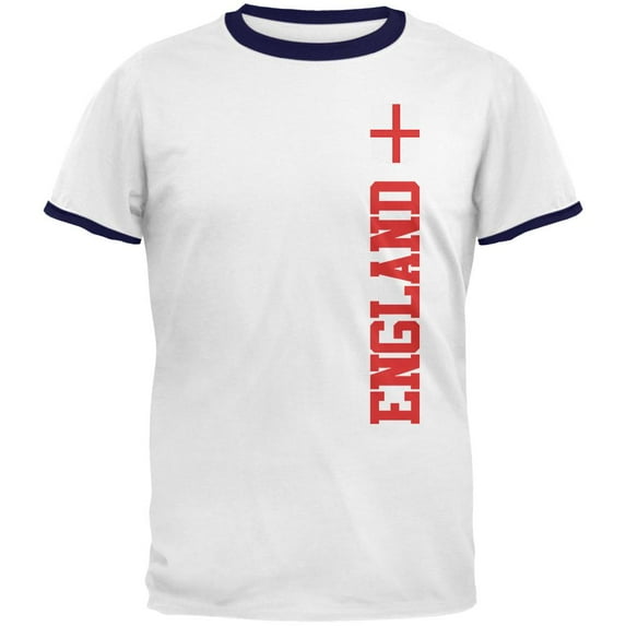 World Cup England Mens Ringer T Shirt White-Navy 2XL