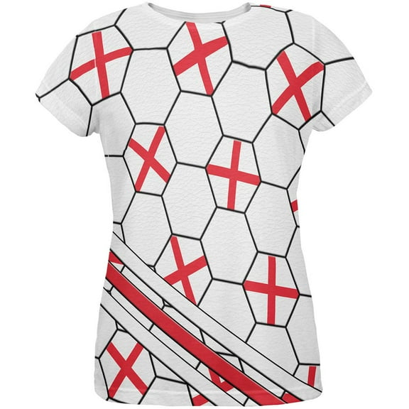 World Cup England Soccer Ball All Over Womens T Shirt Multi LG