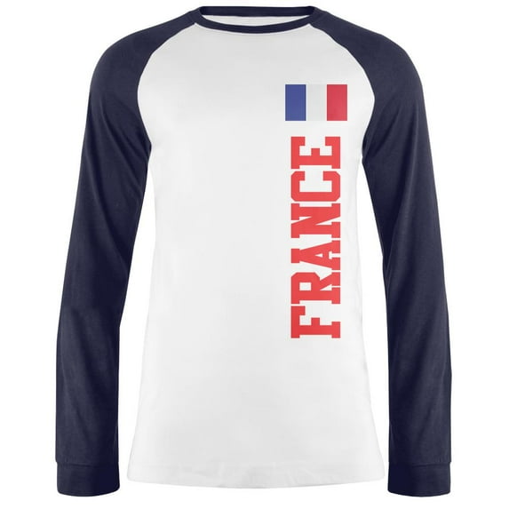 World Cup France Mens Long Sleeve Raglan T Shirt White-Navy X-LG