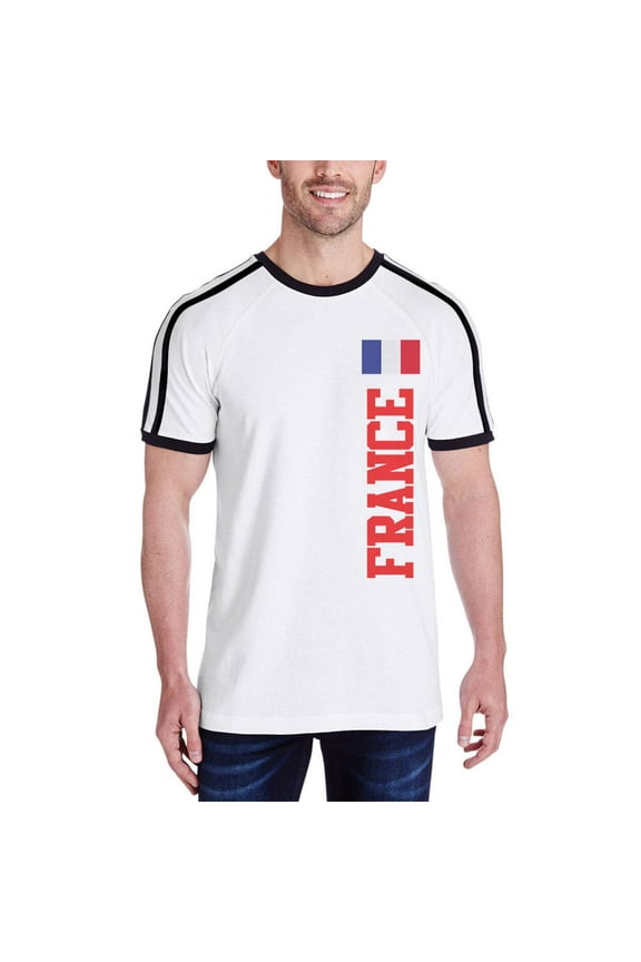 World Cup France Mens Soccer Jersey T-Shirt White-Black SM