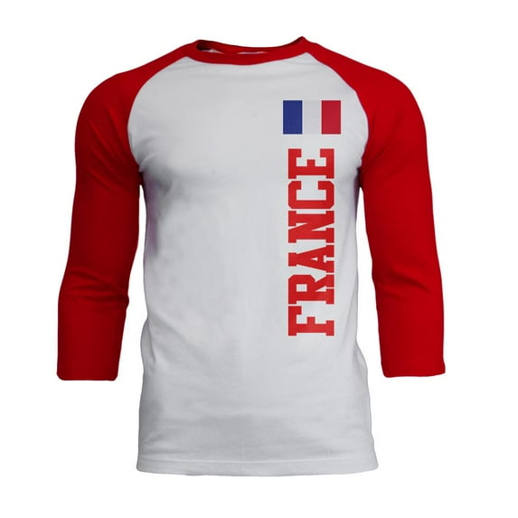 World Cup France Mens Soft Raglan T Shirt White-Red 2XL