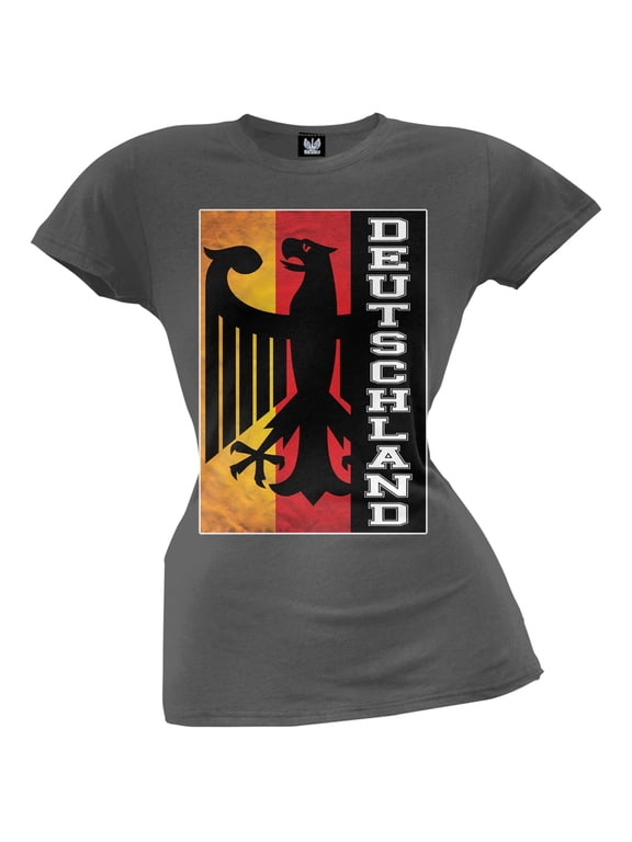 World Cup Germany Deutschland Eagle Silhouette Charcoal Juniors T-Shirt - Medium