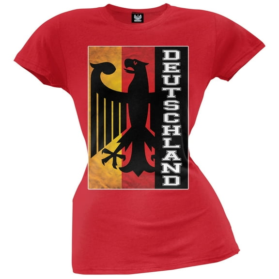 World Cup Germany Deutschland Eagle Silhouette Red Juniors T-Shirt - Small
