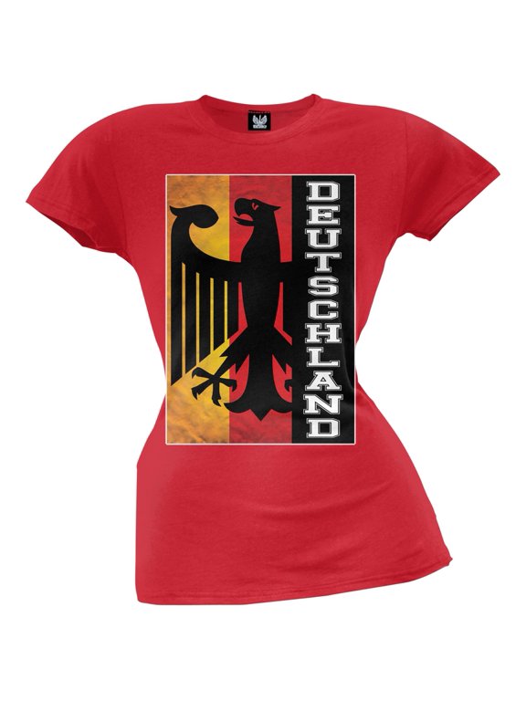 World Cup Germany Deutschland Eagle Silhouette Red Juniors T-Shirt - X-Large