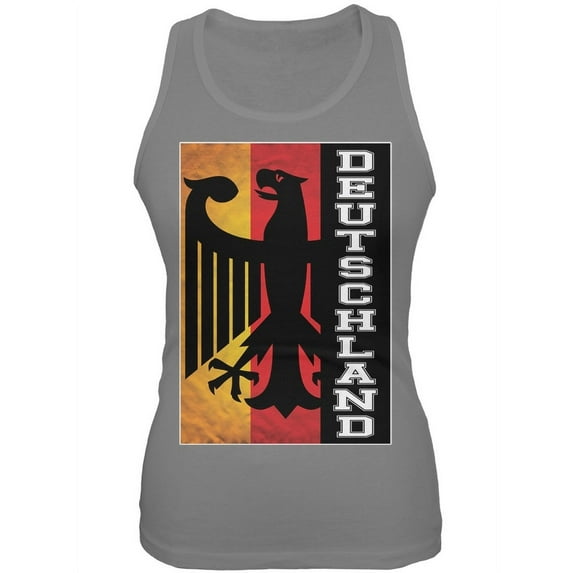 World Cup Germany Deutschland Eagle Silhouette Sport Grey Juniors Tank Top - X-Large