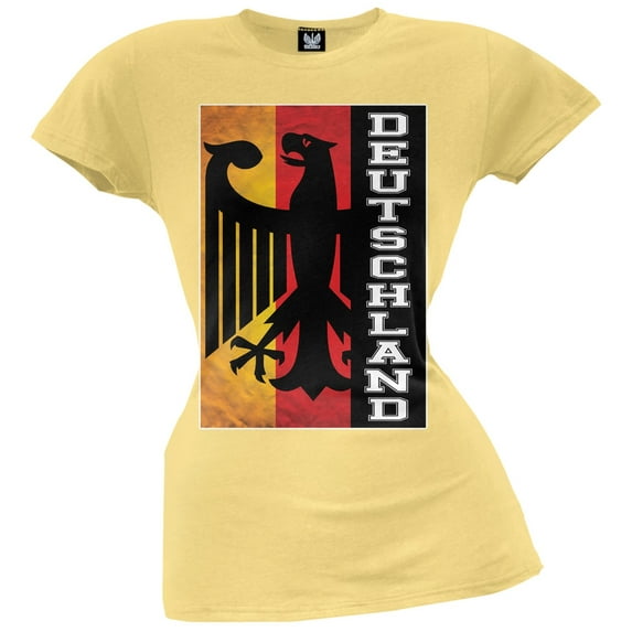 World Cup Germany Deutschland Eagle Silhouette Yellow Juniors T-Shirt - Small