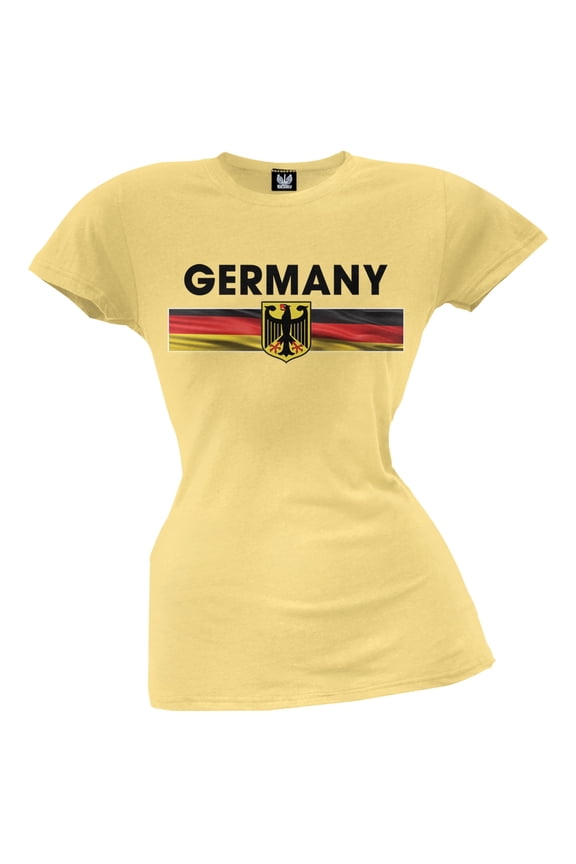World Cup Germany Eagle Crest Yellow Soccer Juniors T-Shirt - Medium