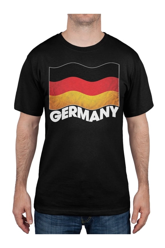 World Cup Germany German Waving Flag Black T-Shirt - Medium