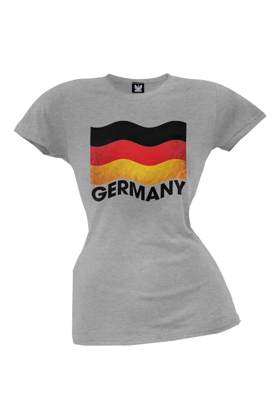 World Cup Germany German Waving Flag Sport Grey Juniors T-Shirt - Small