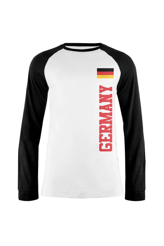 World Cup Germany Mens Long Sleeve Raglan T Shirt White-Black SM