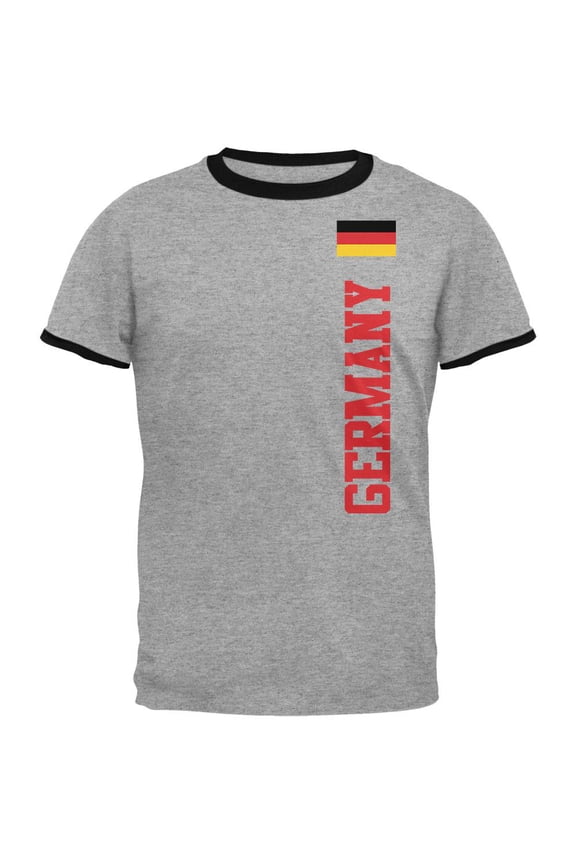 World Cup Germany Mens Ringer T Shirt Heather-Black SM