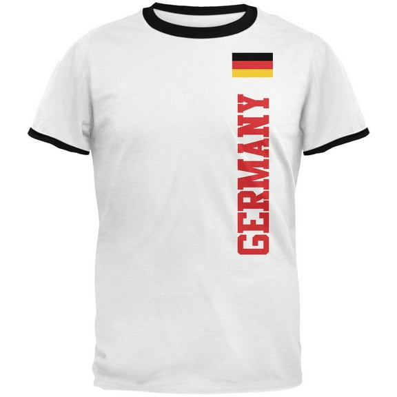 World Cup Germany Mens Ringer T Shirt White-Black MD
