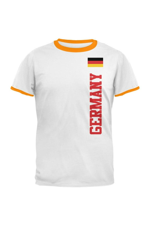 World Cup Germany Mens Ringer T Shirt White-Gold X-LG
