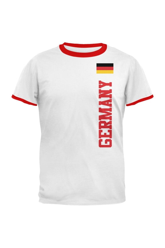 World Cup Germany Mens Ringer T Shirt White-Red LG
