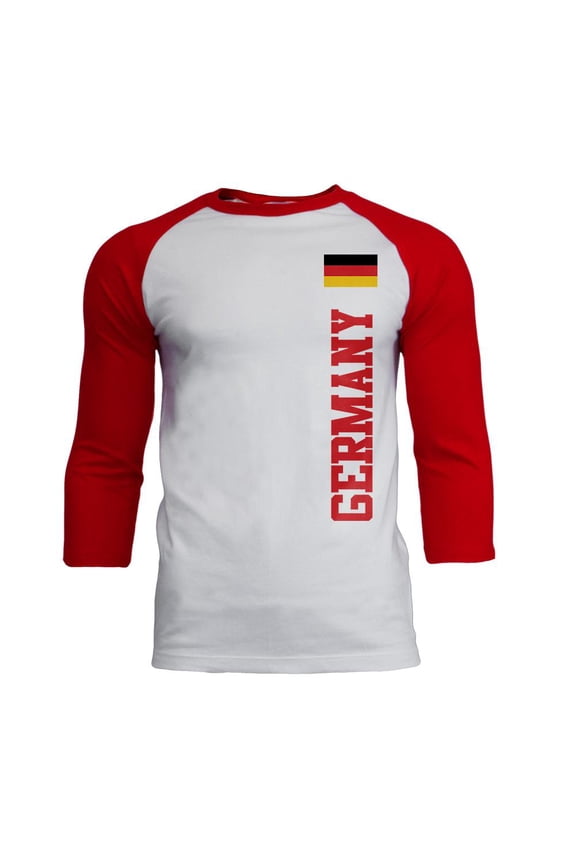 World Cup Germany Mens Soft Raglan T Shirt White-Red LG