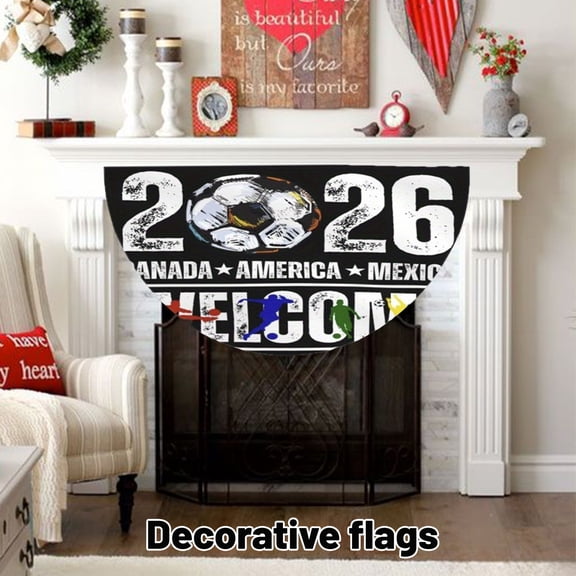World Cup Half Round Bunting Flags Outdoor Soccer Fan Celebration Banner Weather Resistant Hanging Decor for Home Yard Bar Party Soccer Fan Game Day Decor