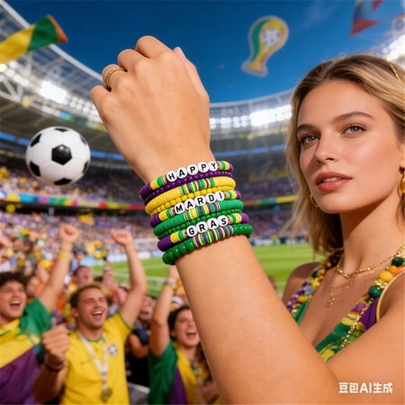 World Cup Independence Day Carnival Accessories Men's and Women's Universal Multiple Letter Elastic Bracelet Combination Set